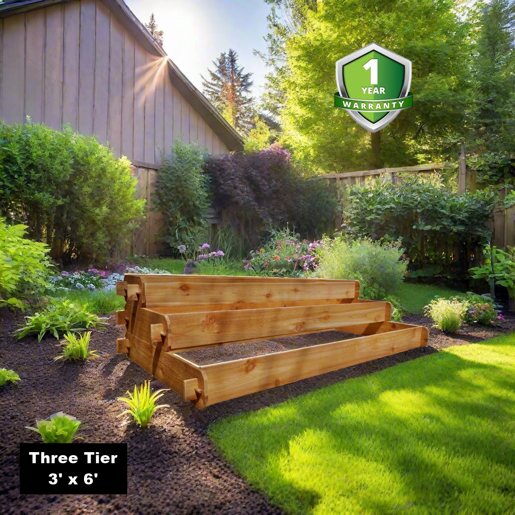 Timberlane Cedar Raised Garden Bed Kit Large 3 Tiered