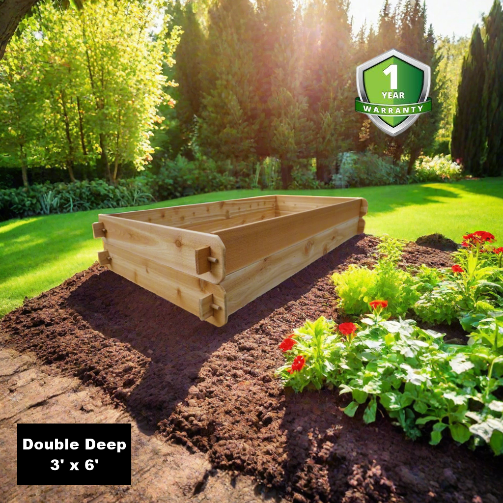 Cedar Raised Garden Bed Kit Double Deep Two 3x6