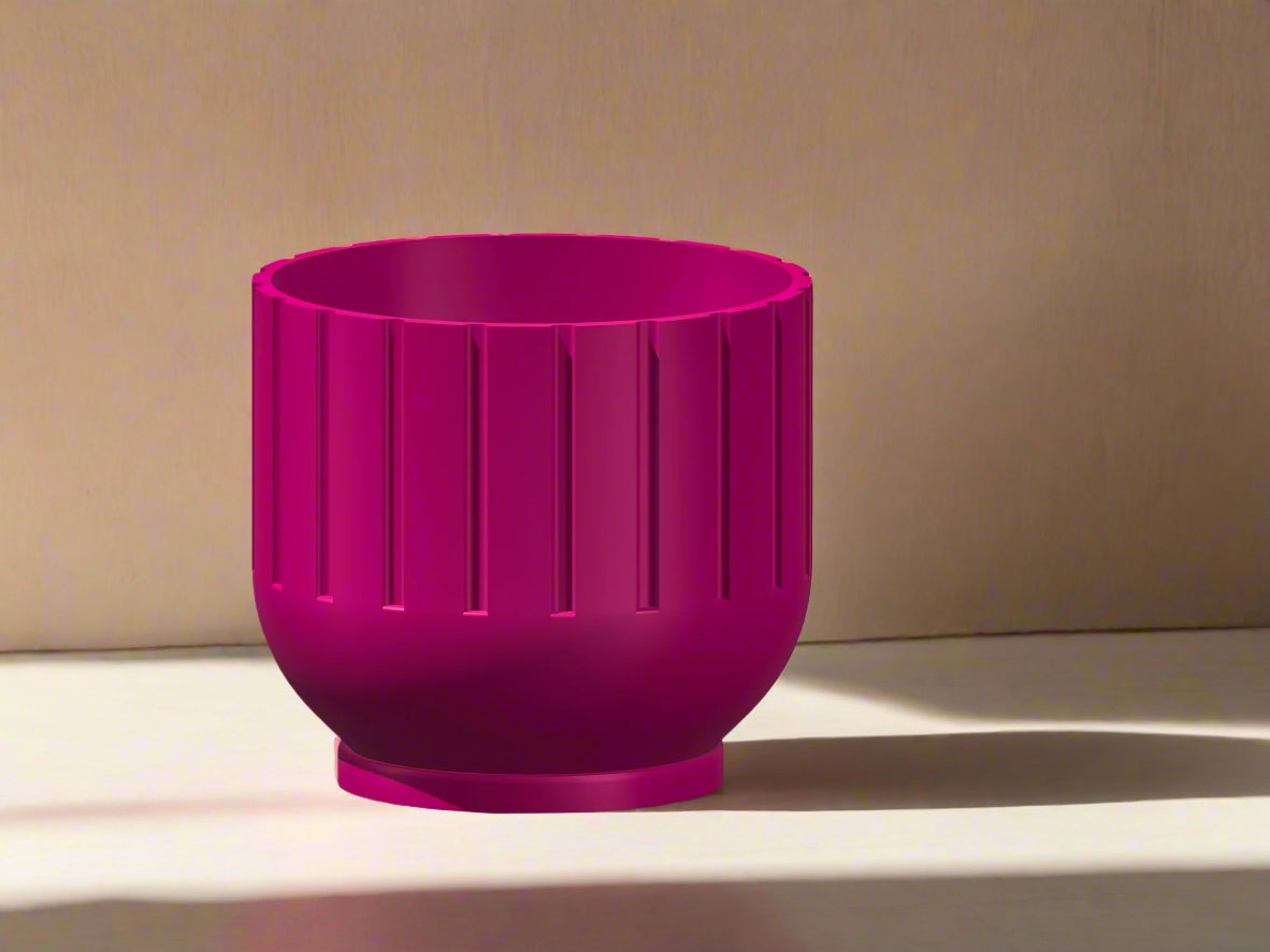 Modern 3D Printed Fluted Planter with Drainage Minimalist Decor
