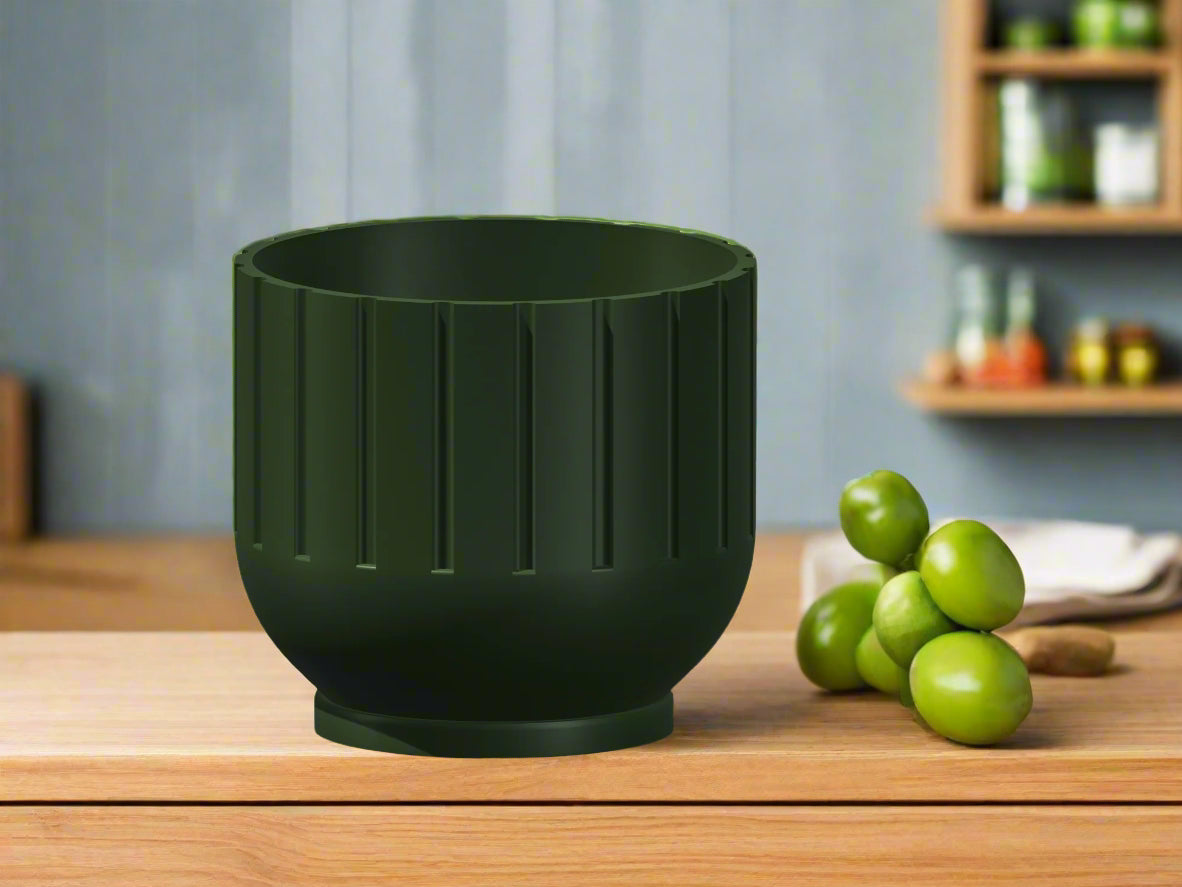 Modern 3D Printed Fluted Planter with Drainage Minimalist Decor