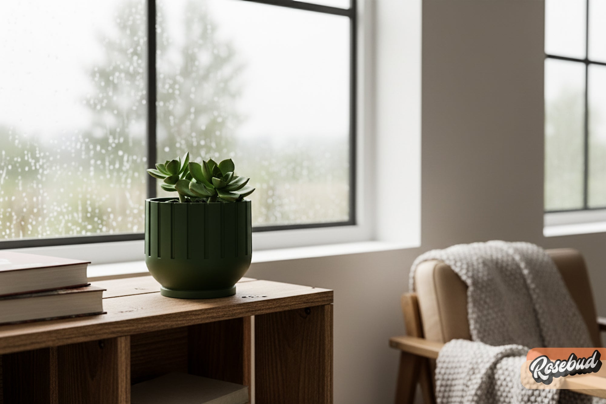 Modern 3D Printed Fluted Planter with Drainage Minimalist Decor