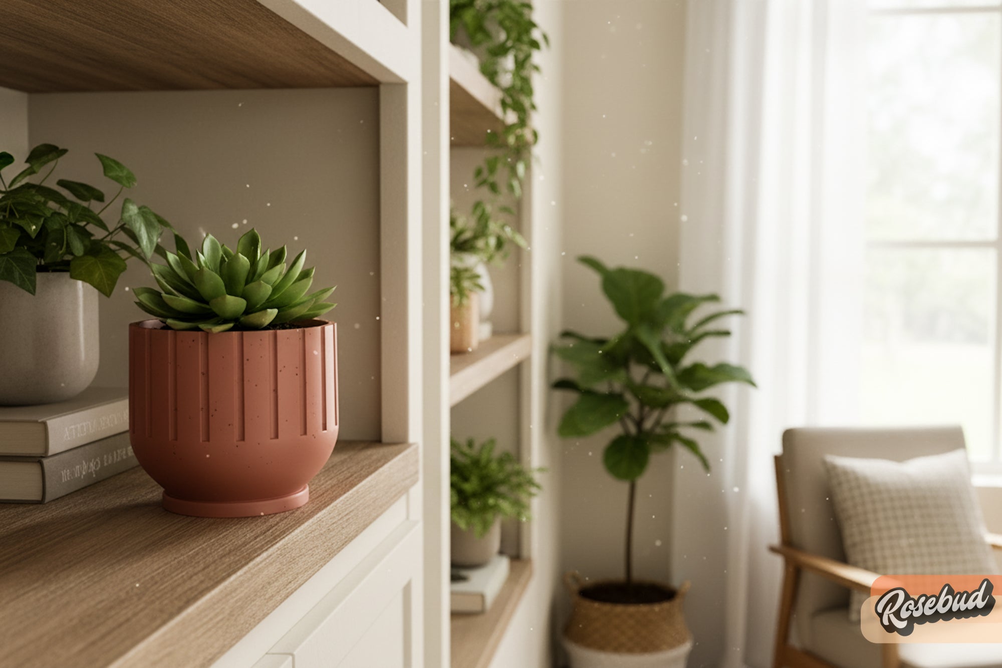 Modern 3D Printed Fluted Planter with Drainage Minimalist Decor