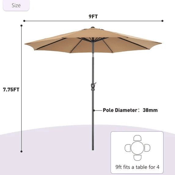 9' Red Crank Lift and 3 Position Tilt Patio Umbrella – GreenTherapyCo