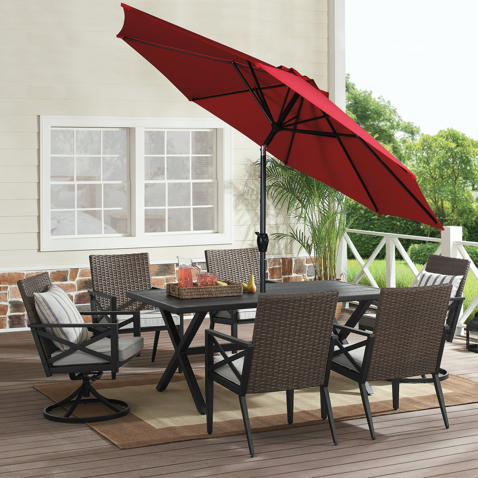 9' Red Crank Lift and 3 Position Tilt Patio Umbrella – GreenTherapyCo