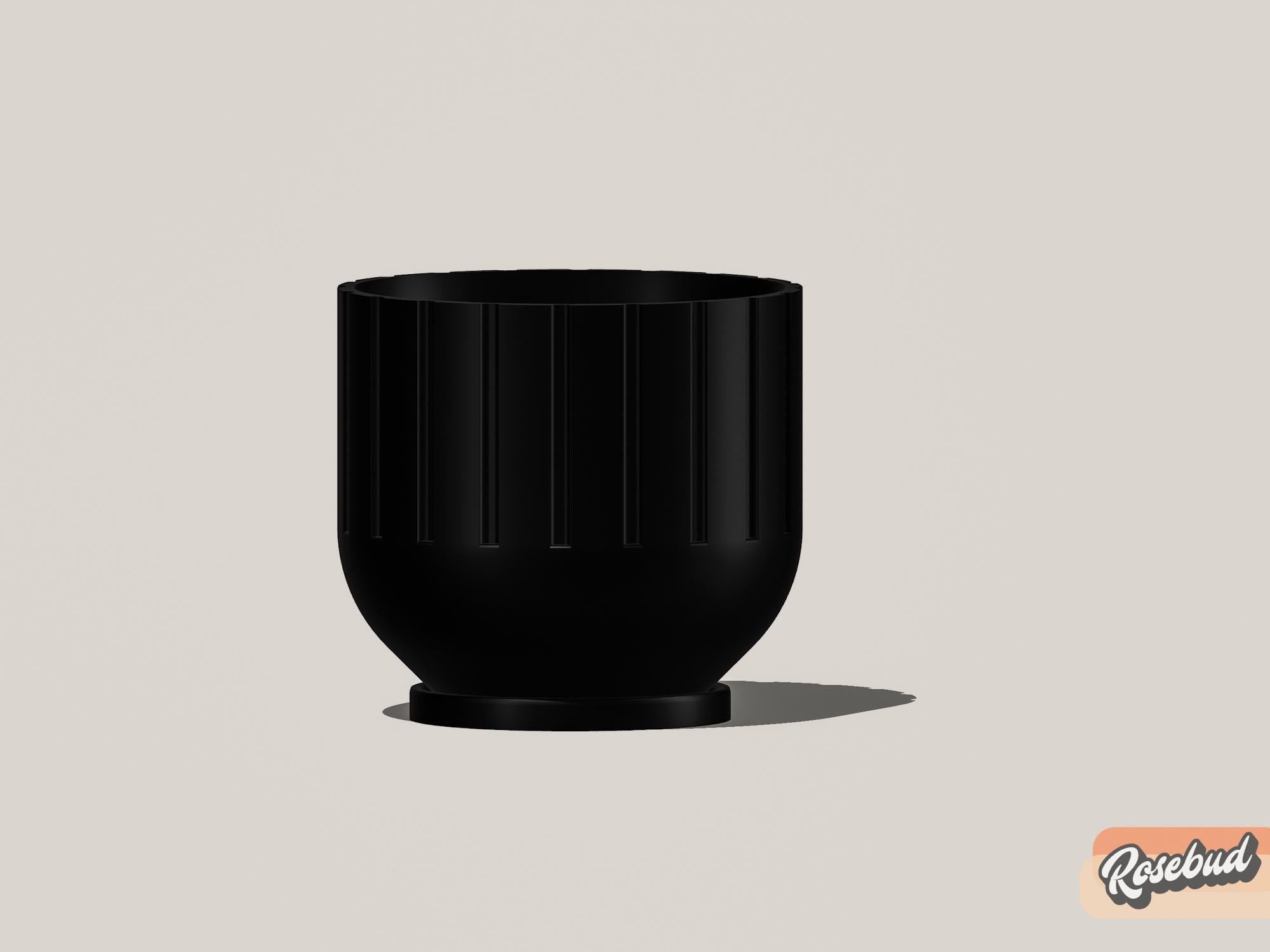 Modern 3D Printed Fluted Planter with Drainage Minimalist Decor