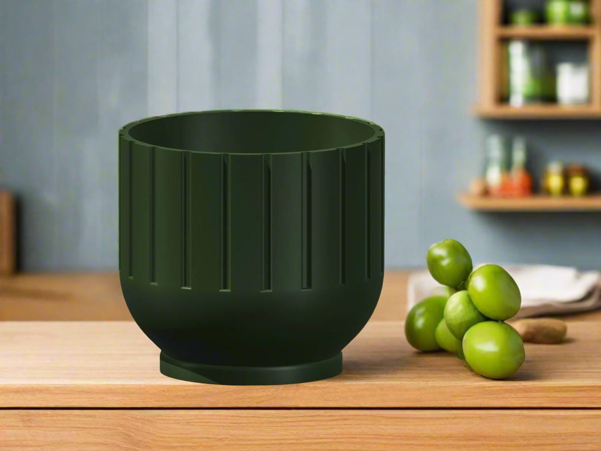 Modern 3D Printed Fluted Planter with Drainage Minimalist Decor