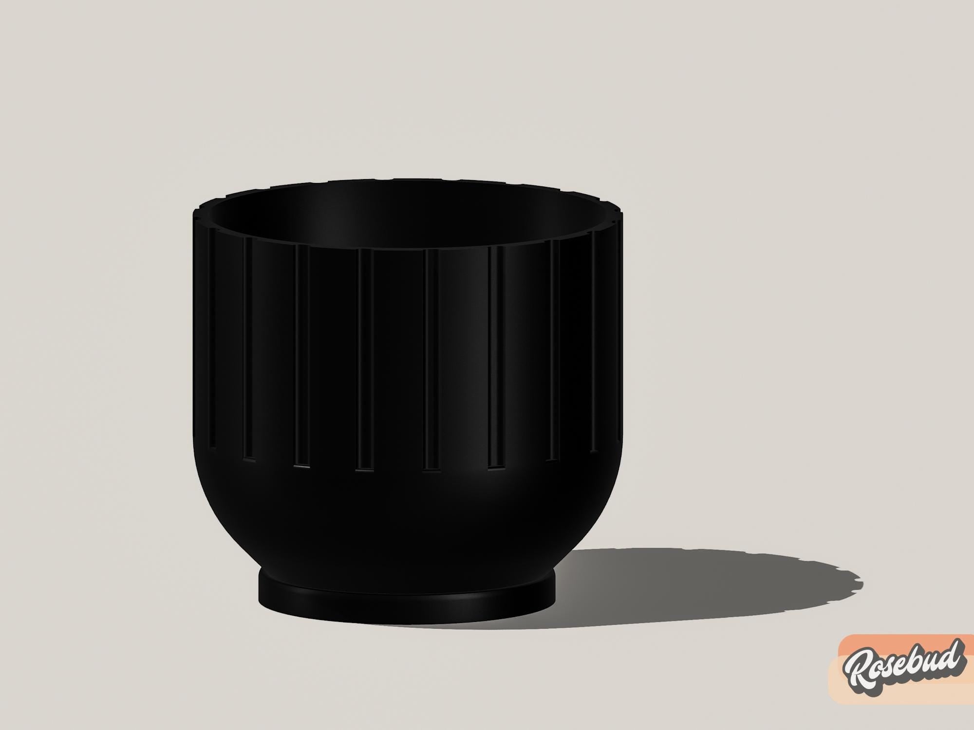 Modern 3D Printed Fluted Planter with Drainage Minimalist Decor