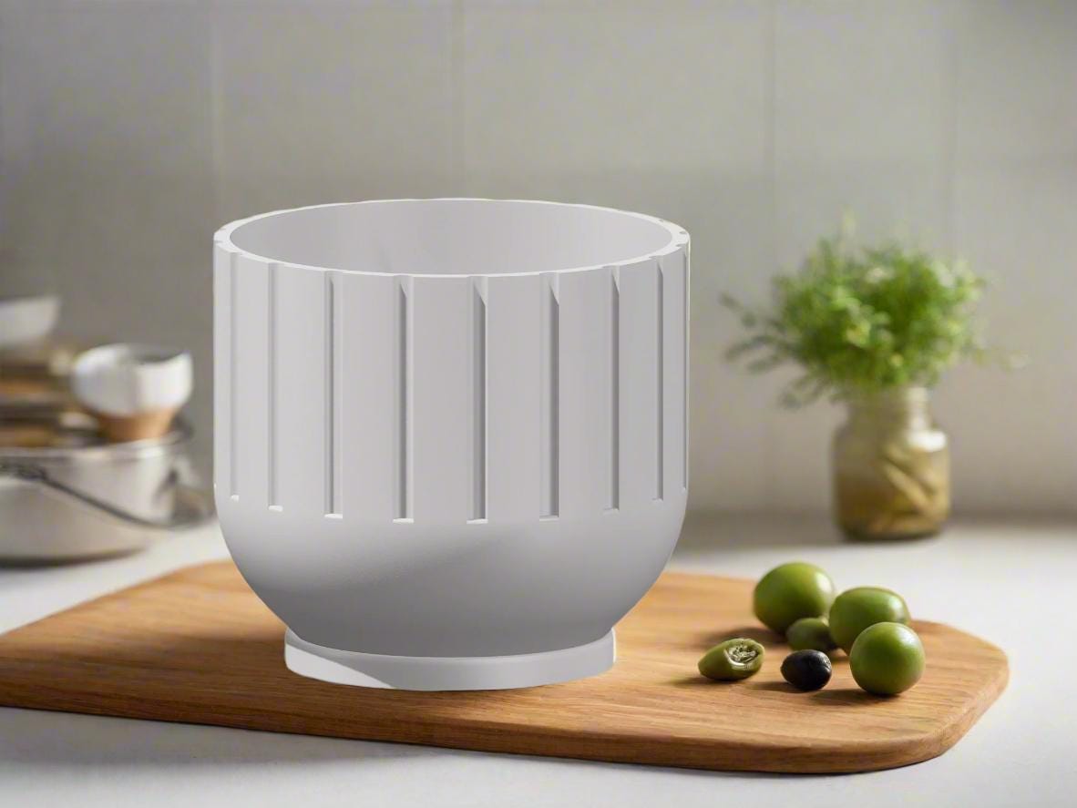 Modern 3D Printed Fluted Planter with Drainage Minimalist Decor