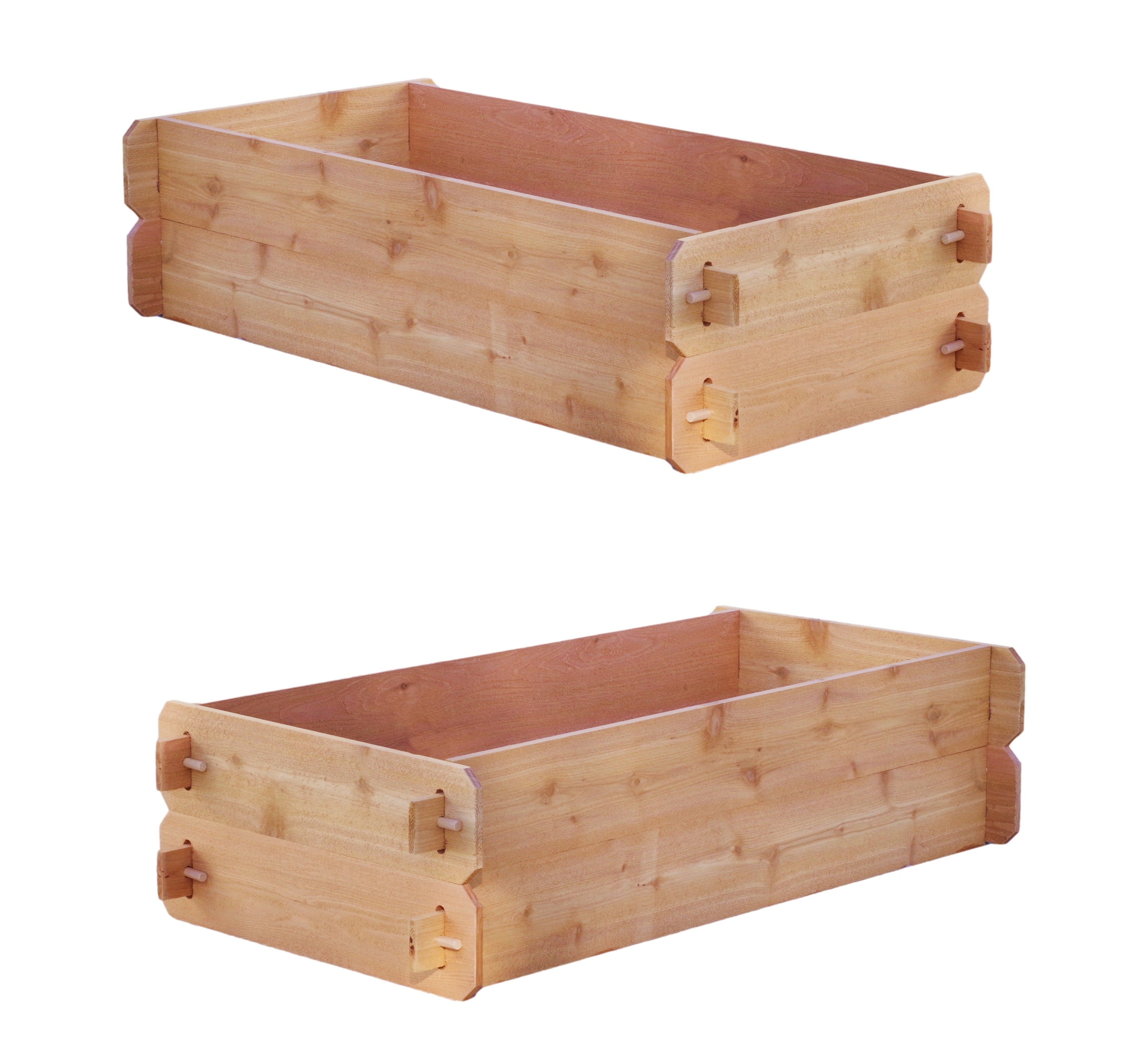 Set of 2 Cedar Raised Garden Bed Kits Double Deep