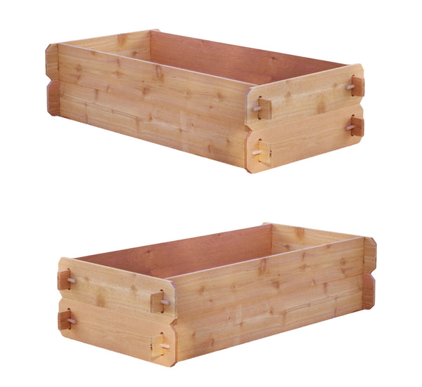 Set of 2 Cedar Raised Garden Bed Kits Double Deep