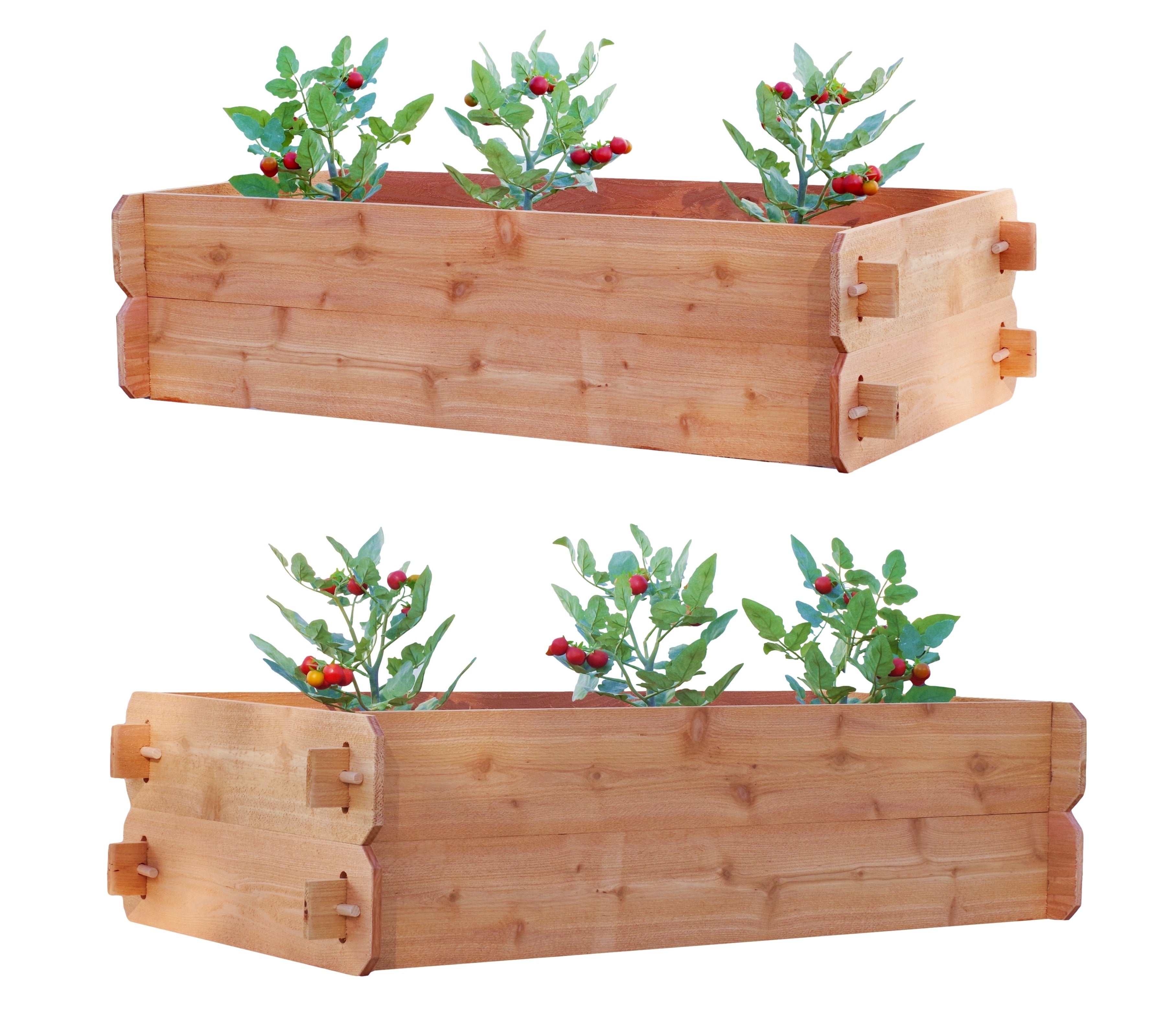 Set of 2 Cedar Raised Garden Bed Kits Double Deep